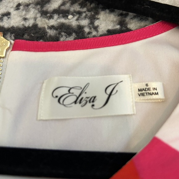 Eliza J Womens Half Sleeve Zip Up Close Lined Abstract White Day Dress Sz 6 NWT - Picture 7 of 10